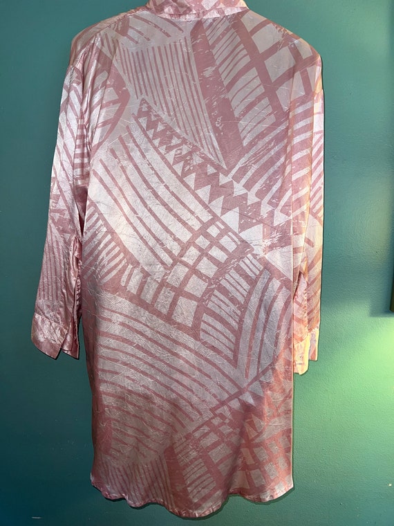 Vintage 80's Pink Satin Shirt. Gorgeous Over Size… - image 6