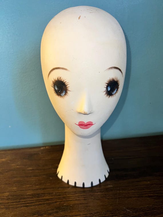 Vintage 1980’s Fiber Glass Lady Mannequin Head, Long Neck