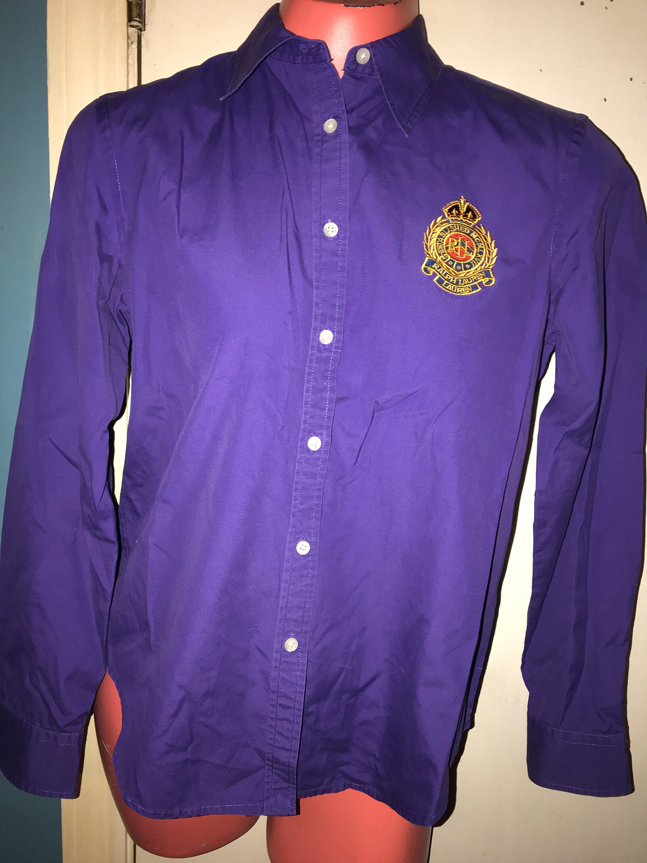 Vintage Purple Ralph Lauren Button Down Shirt. Women’s Size Small