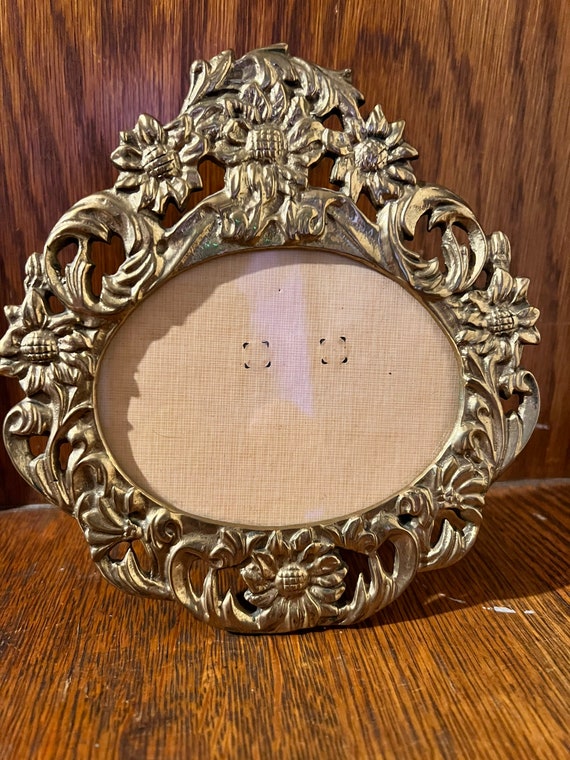 Vintage Intricate Brass Frame. Vintage Brass Frame. Flowers In Brass Picture Frame. A Beautiful Frame For A Photo Of Your Beautiful Child