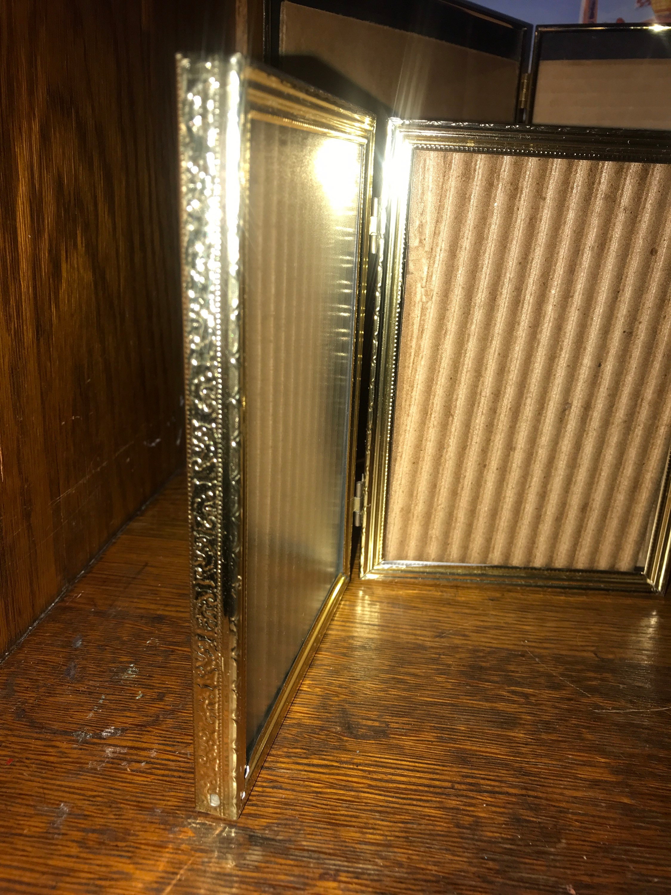 Vintage Double Brass Frame. Vintage Brass Picture Frame. Double 5 x 7