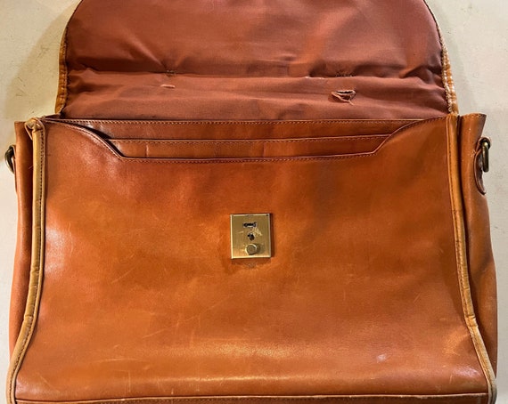 Vintage Brooks Brothers Leather Satchel. Tan Leather Bag. Brooks