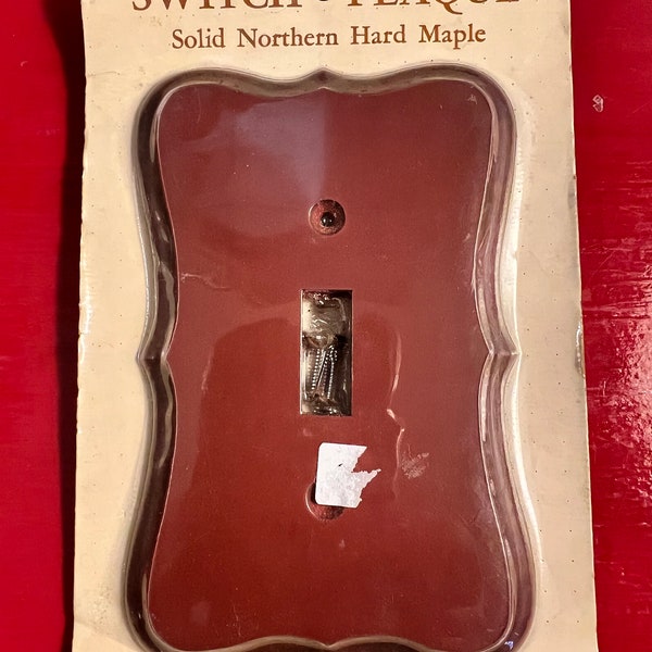 Vintage NIP Wooden Switch Plate. Red Maple Light Switch Cover. Country Red Light Switch Plaque