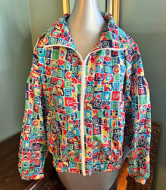Vintage 1980’s Colorful Windbreaker Jacket, Size Small