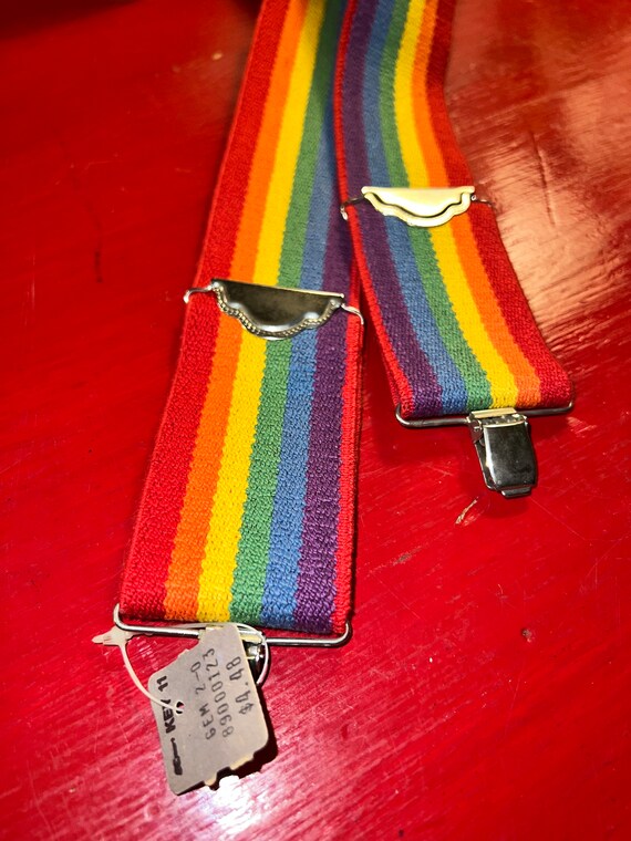 Vintage Striped Suspenders. Rainbow Striped Suspe… - image 2