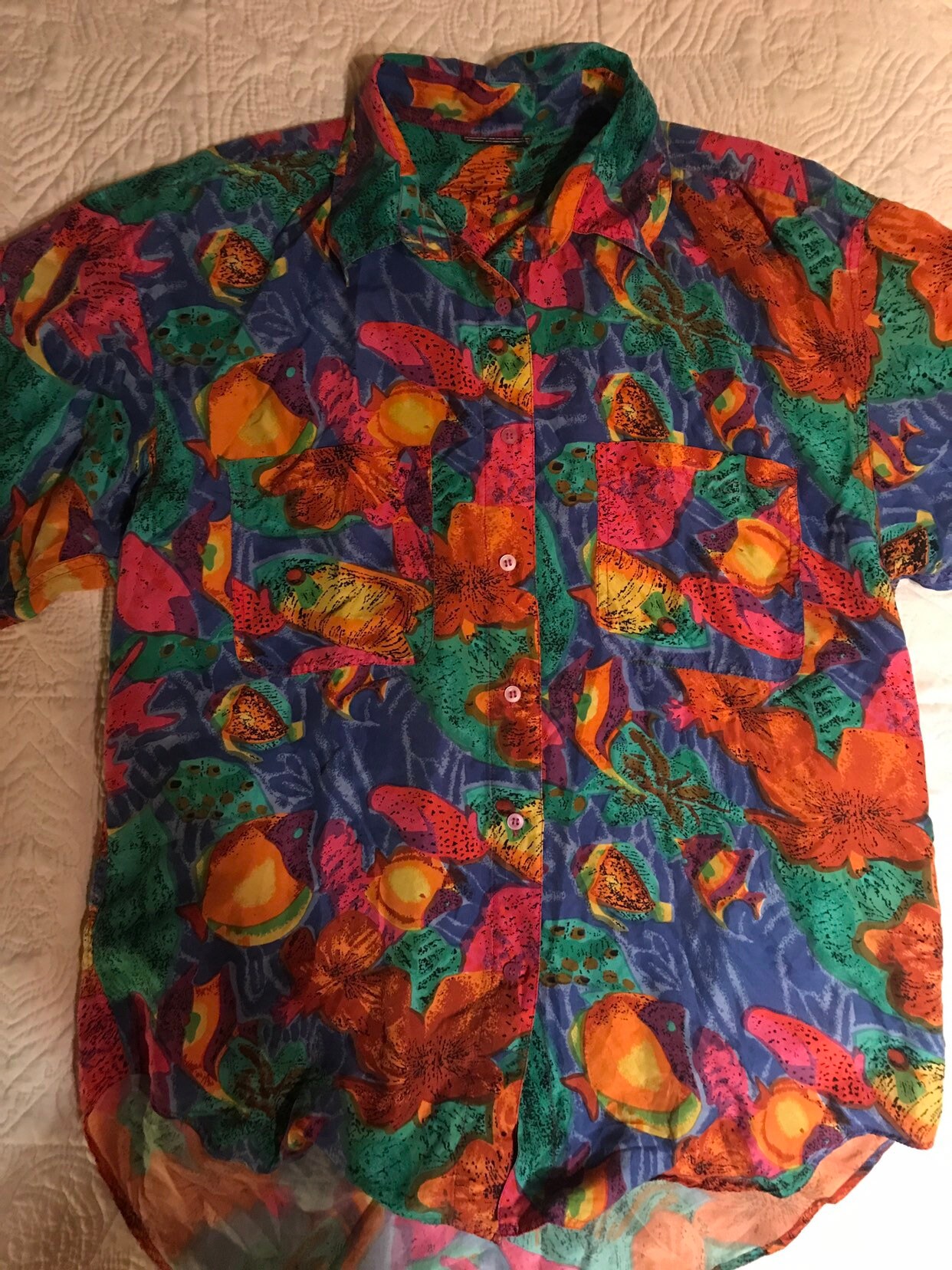 Vintage Silk Shirt. Amazing 90's Silk Shirt Ocean Dreams Silk Shirt ...