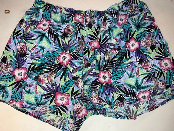 Vintage 1980’s Tropical Boxer Shorts. Bright Colored Tropical Boxer Short. Men’s Vintage Underwear.