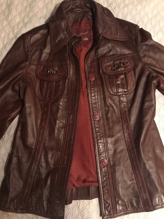 Vintage Womens Leather Jacket Aigner 1960 S Brown Coat
