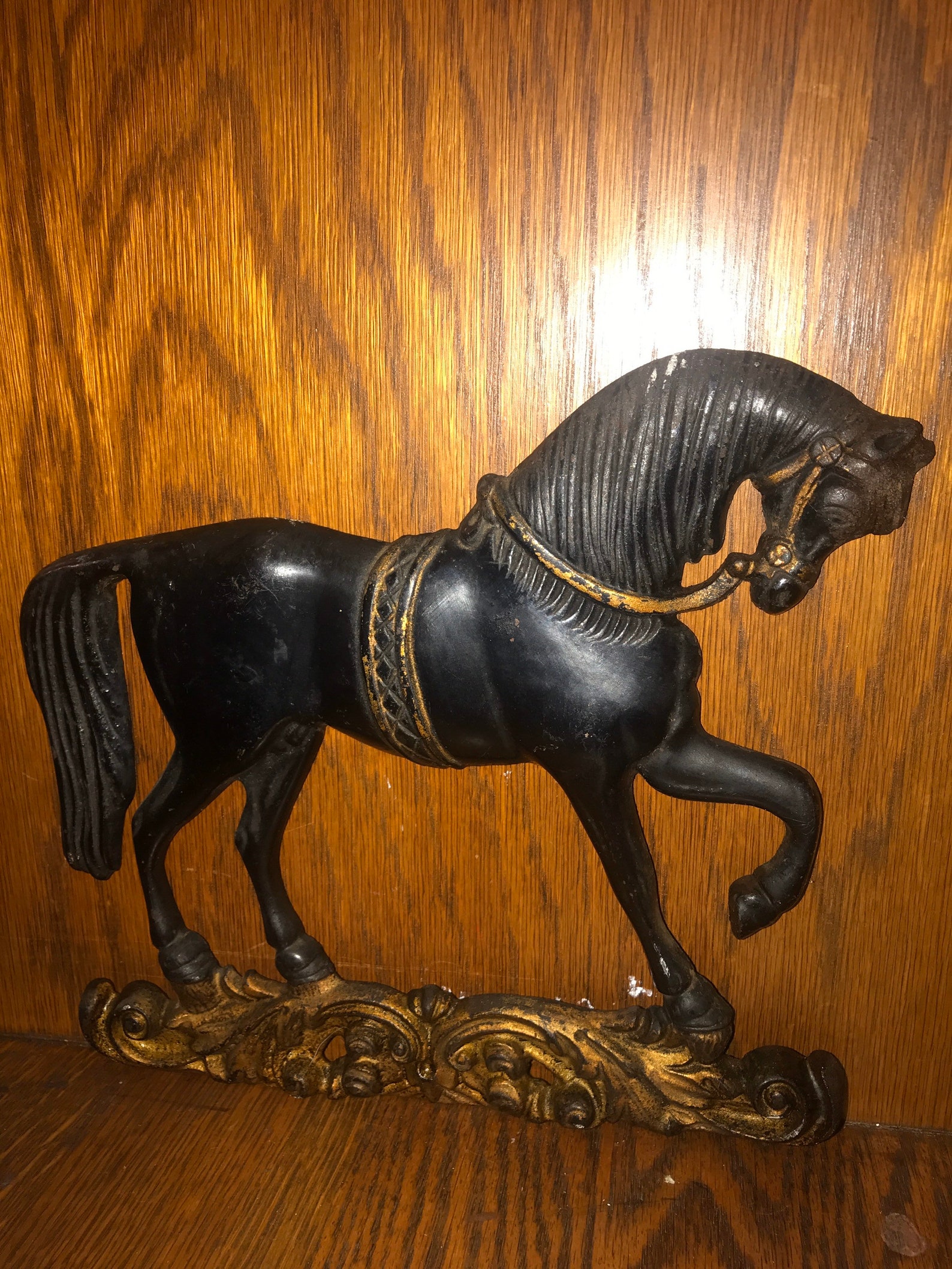 Vintage Metal Horse. Vintage Black and Gold Metal Horse Etsy