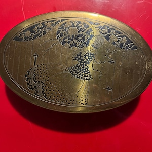 Victorian Gorgeous Etched Brass Box, Art Nouveau Brass Box With Hinged Lid