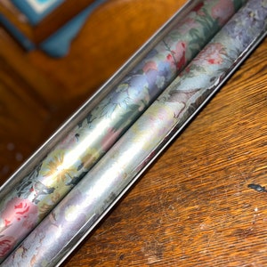 Vintage 1980’s Silver Floral Wrapping Paper Set in Box