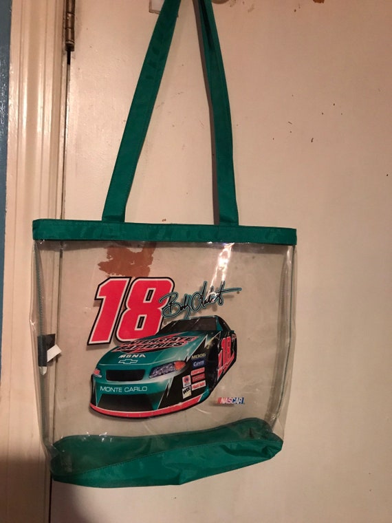 Vintage Bobby Labonte Nascar Tote Bag. Plastic Clear See Thru #18 Bobby Labonte Bag. Bobby Labonte Monte Carlo Tote Bag.