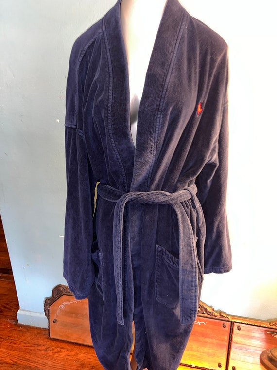 Vintage Polo Ralph Lauren Robe. Navy Blue Terry Cl