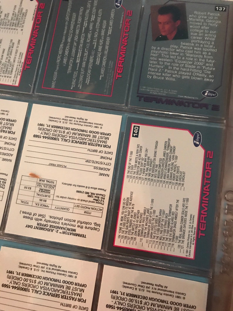 T2 Movie Card Set of 140 Vintage Terminator Two Complete Set Movie Cards Terminator Two Judgment Day Collector Card Set 1991 Movie Cards