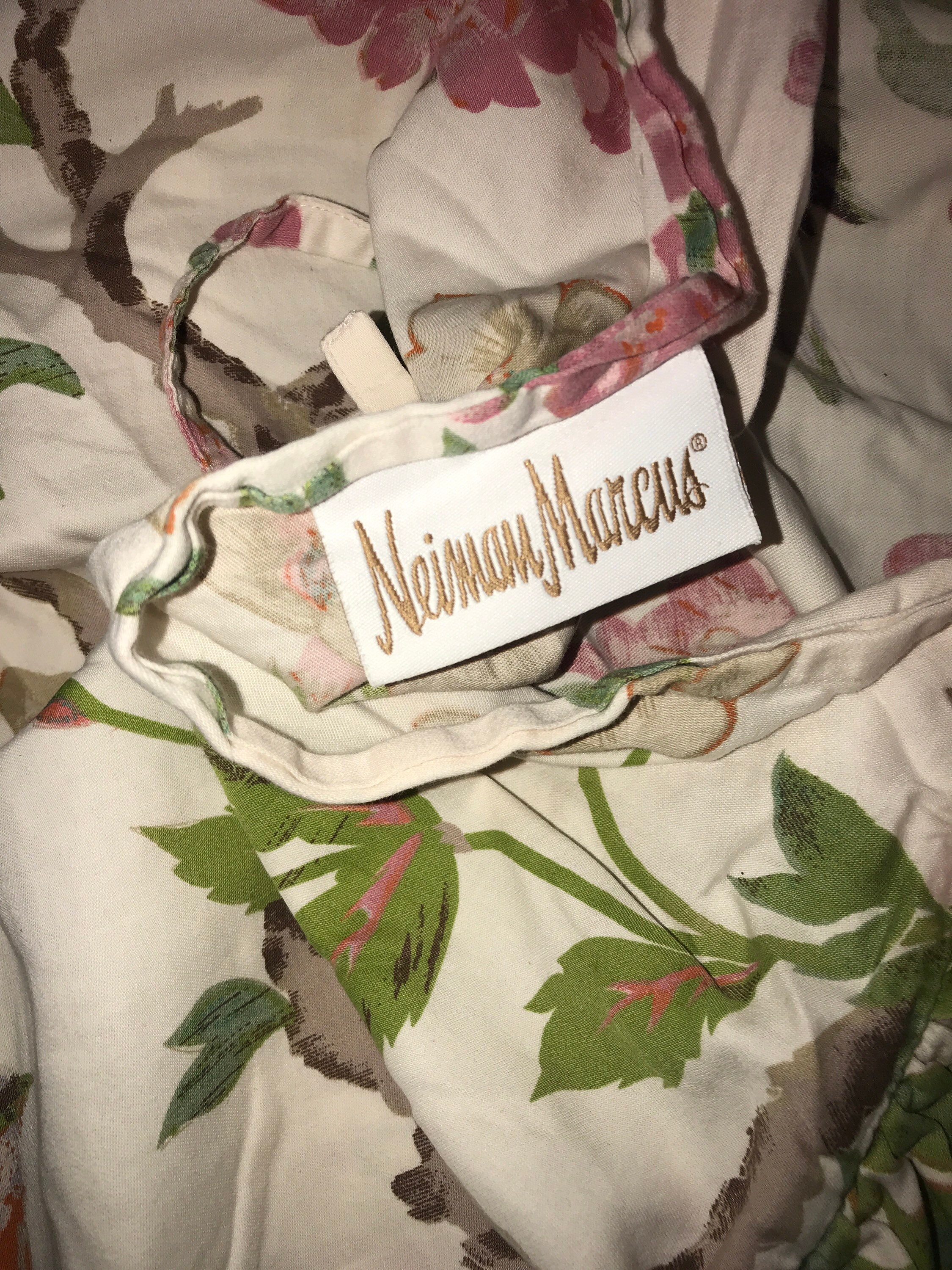 Vintage Neiman Marcus Pillow Shams. Birds and Flowers Pillow