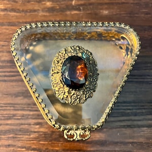 Vintage Gold Filigree Ormolu Trinket Box