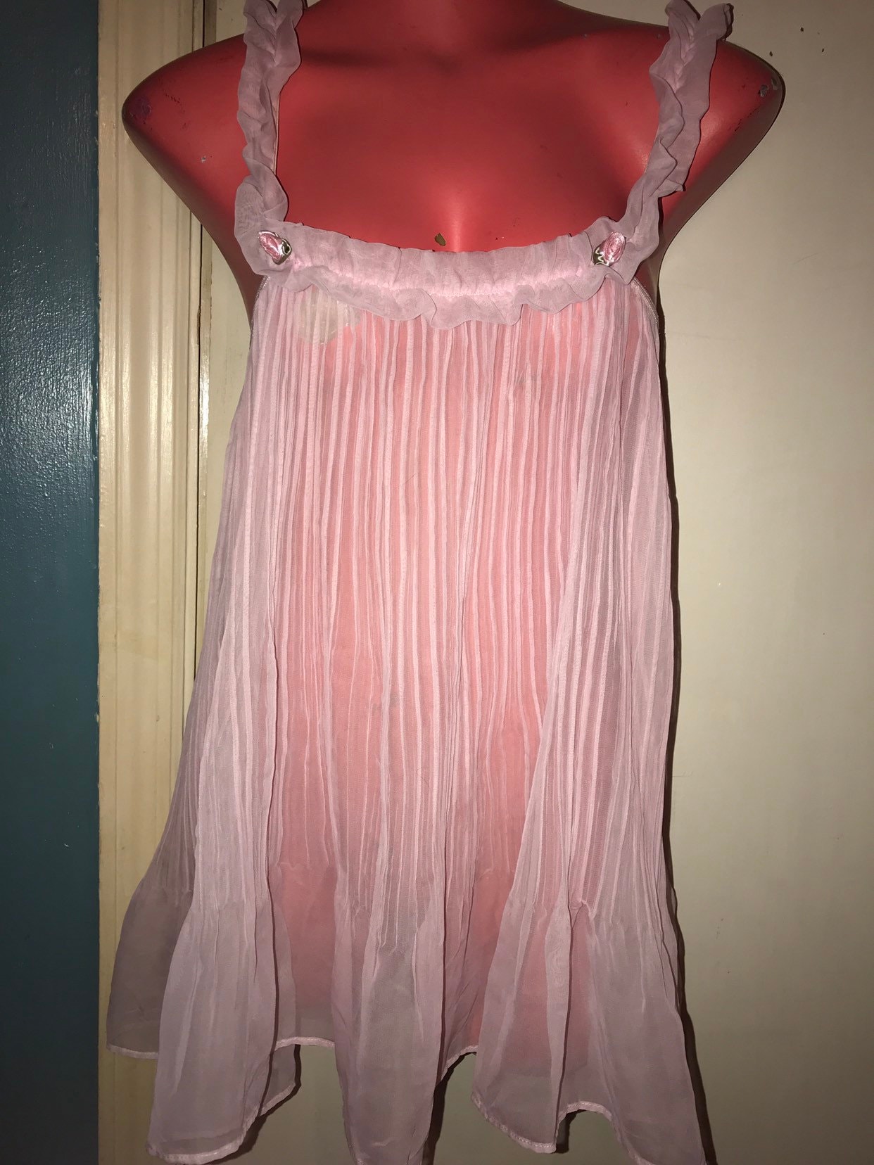 Vintage Pink Victorias Secret Nightie Pink Sheer Nightie Short Nightgown Victorias Secret