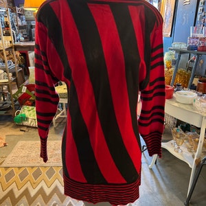 Vintage Black and Red Striped Sweater Dress, Size Small/Medium