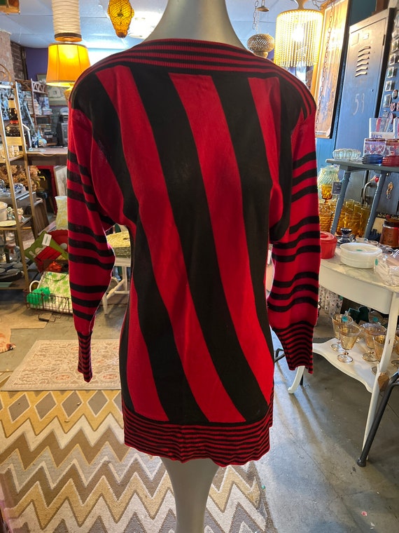 Vintage Black and Red Striped Sweater Dress. 80’s 