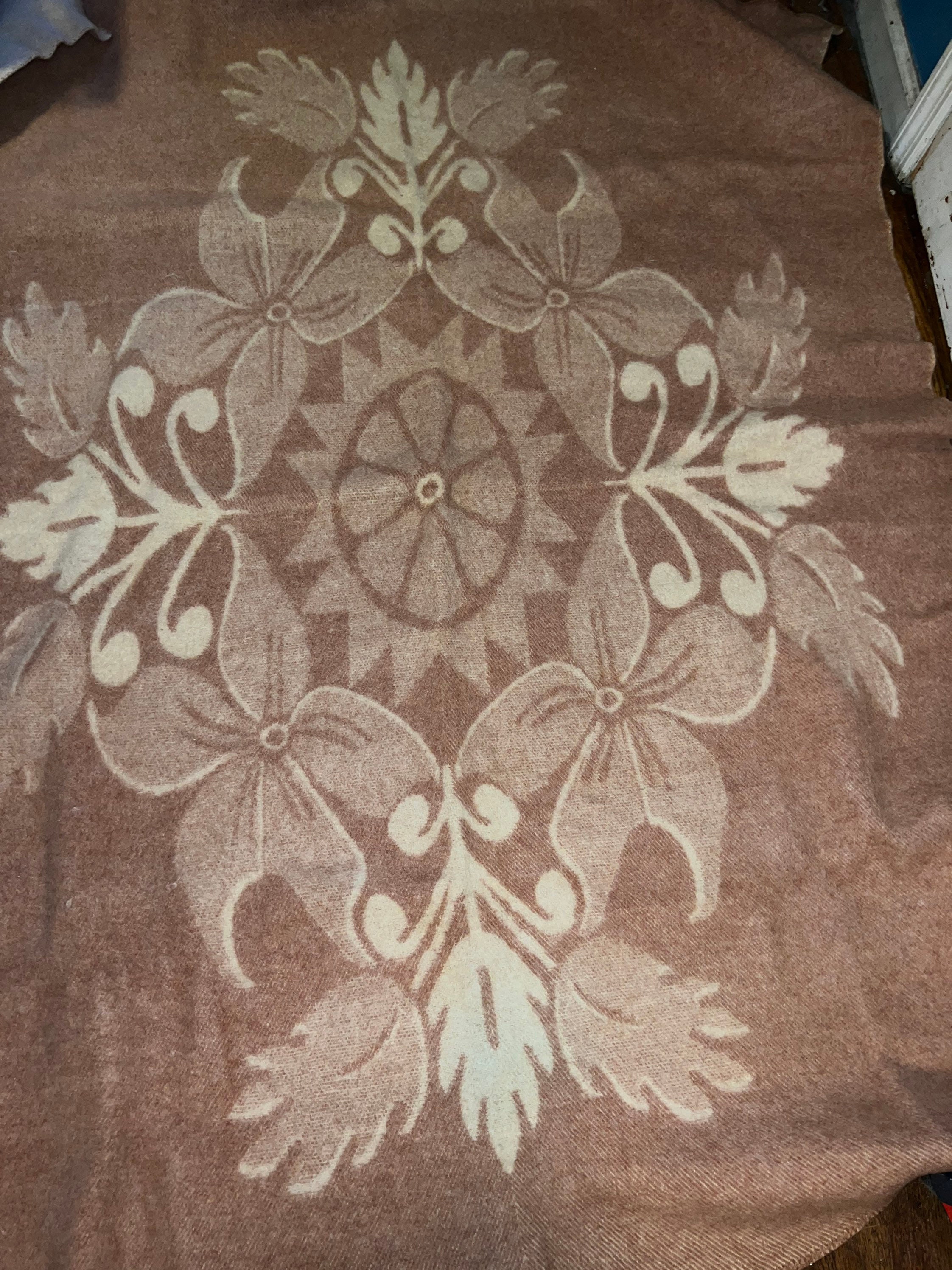 Vintage Orr Health Wool Blanket. Carmel and Cream Wool Throw Blanket