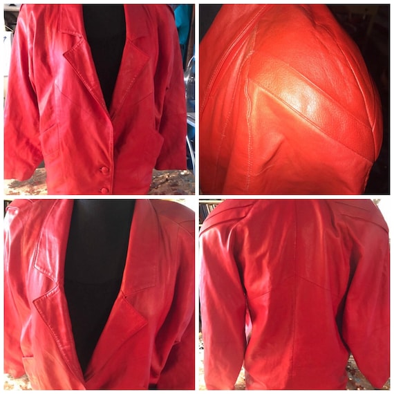 Vintage 1980's Red Leather Jacket. Red Leather Jac