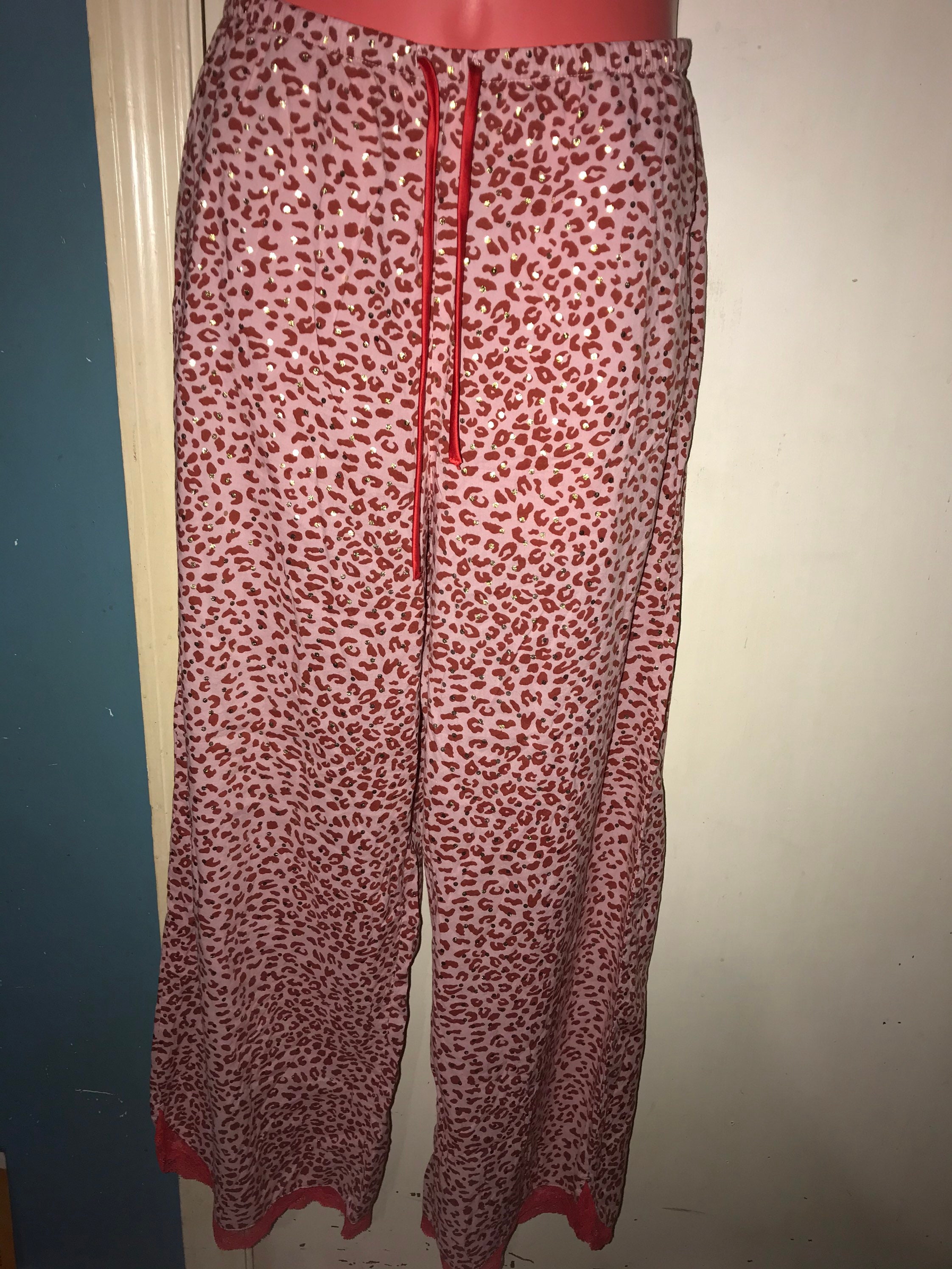 Victorias Victorias Secret Leopard Print and Lace Pajamas Size M L Etsy Canada