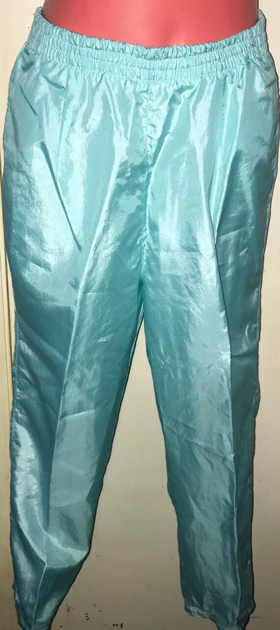 Vintage Windbreaker Pants. Aquamarine Track Pants, Size Large