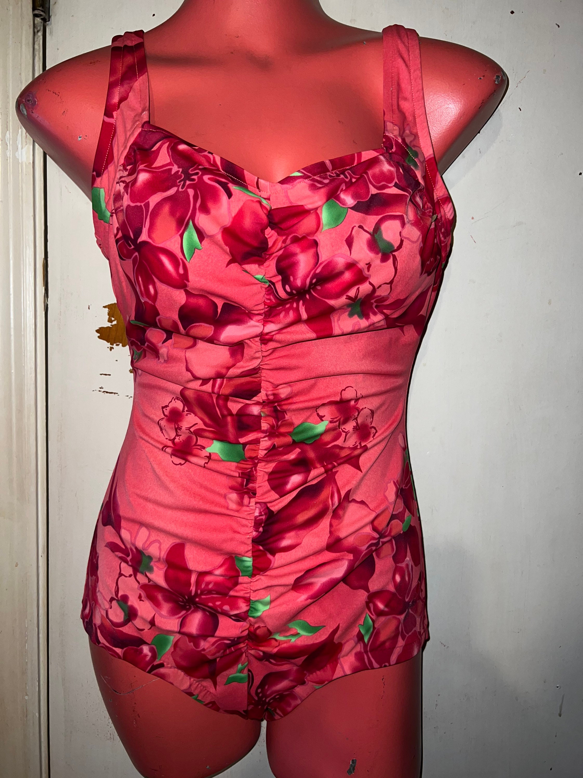Vintage 1980s Maxine of Hollywood Swimsuit. Vintage Ruched Floral ...
