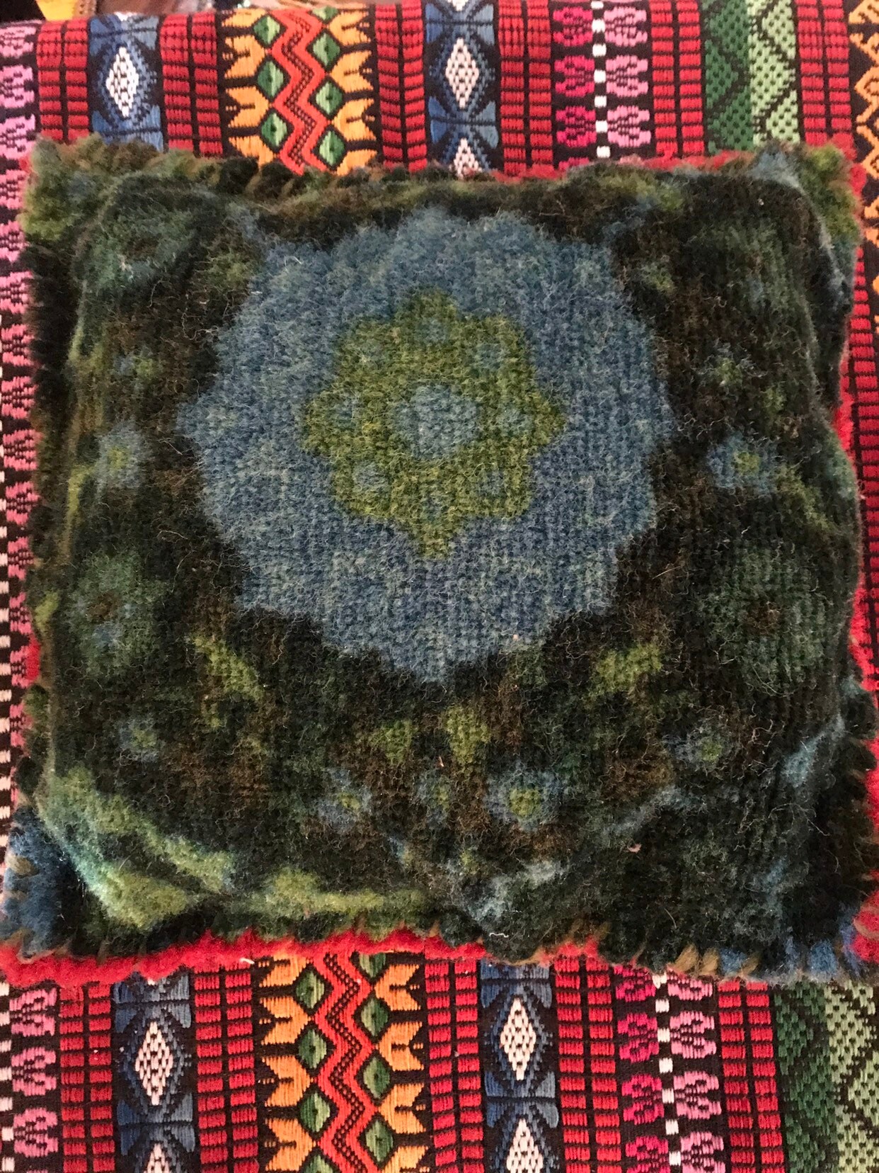 Vintage Mohair Pillow. Vintage Hand Made Mohair Throw Pillow. Small