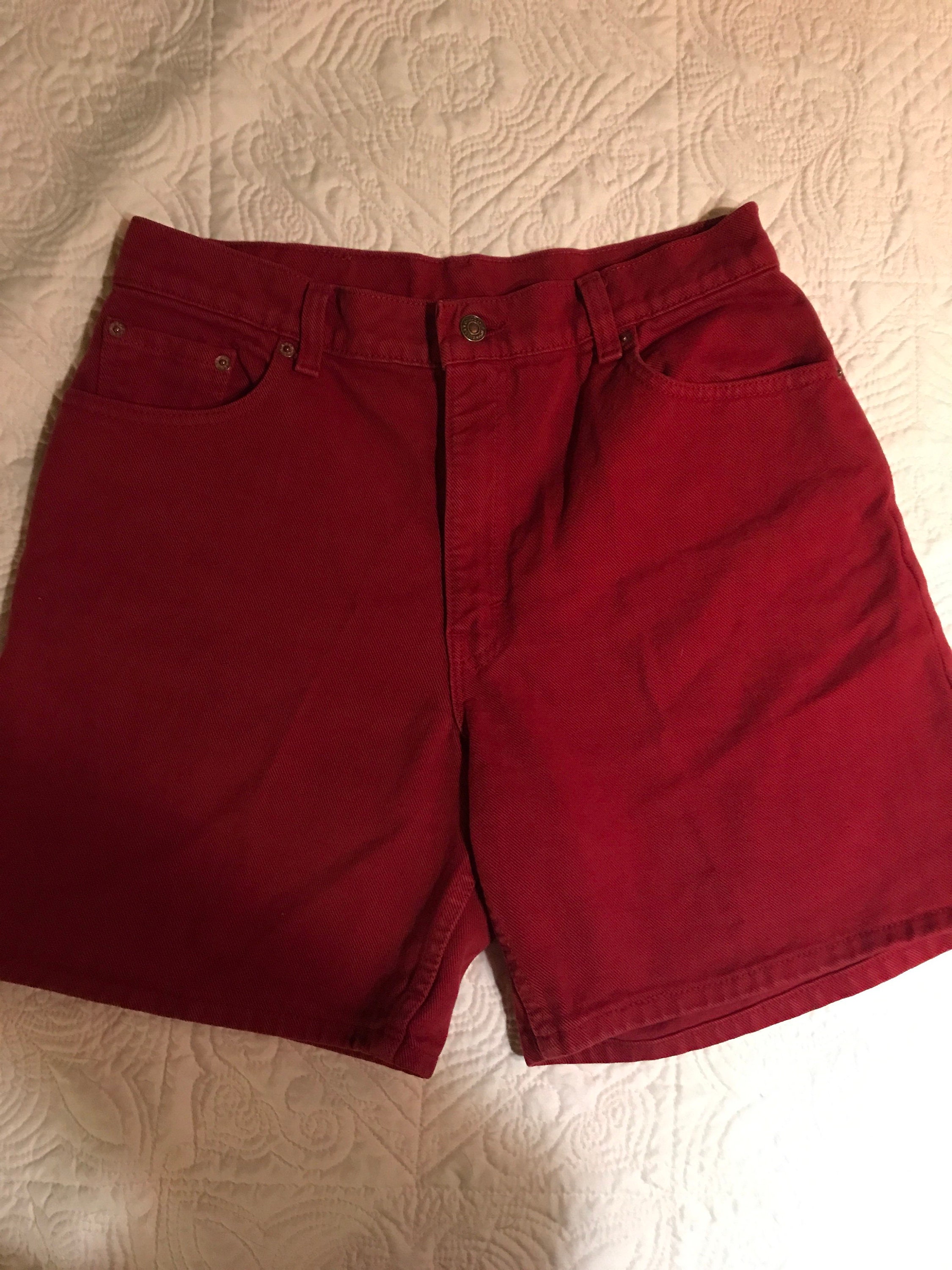 Vintage Levi 550 Red Jean Shorts. 90's Red Jean Shorts. Levi 550. Red ...