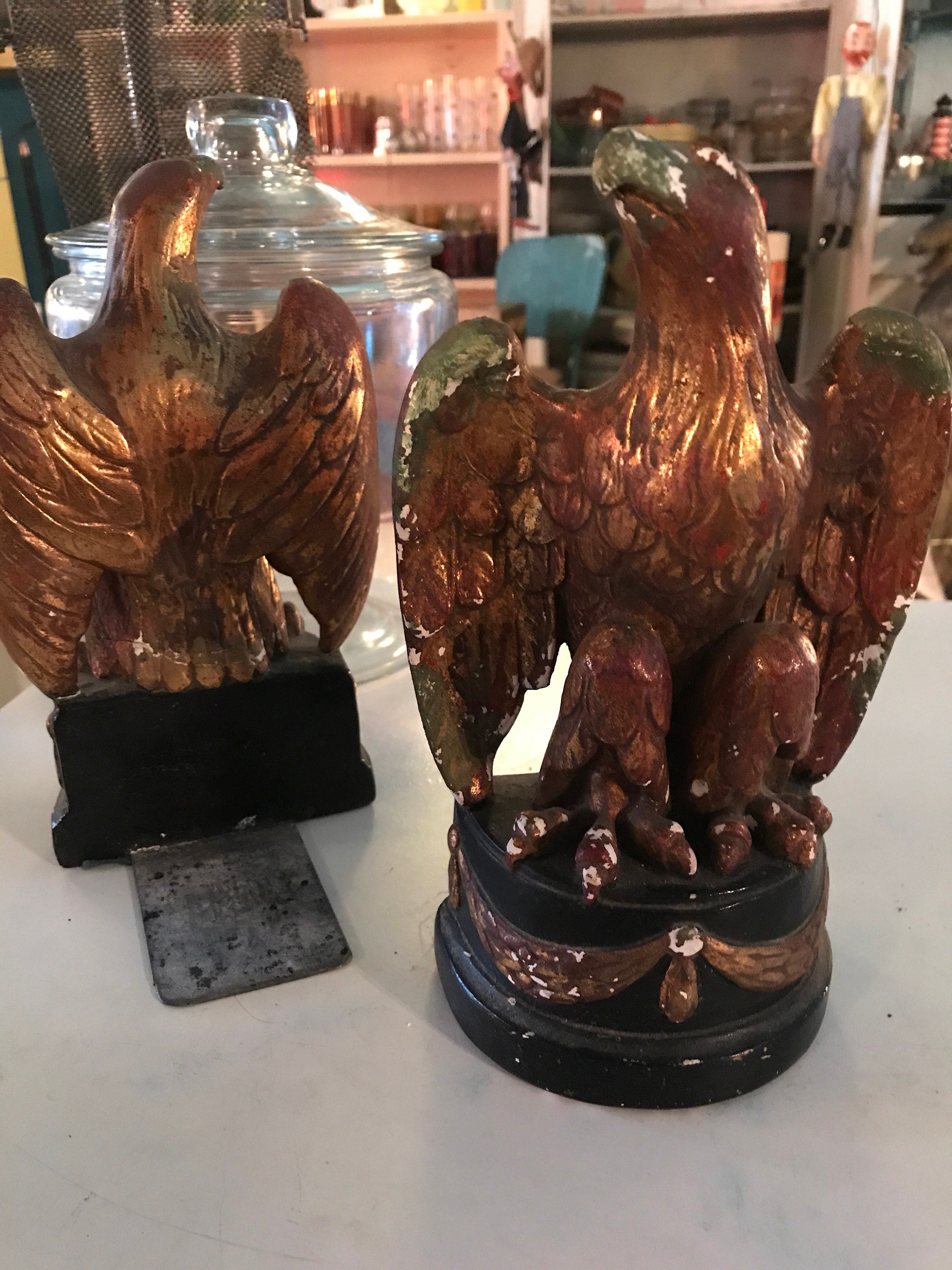 Vintage Chalkware Eagle Bookends. Eagle Bookends. Vintage Federal Style