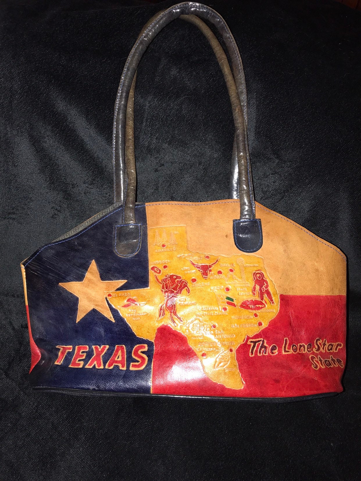 Vintage Texas Purse. Texas Leather Purse. Texas Souvenir Purse. The