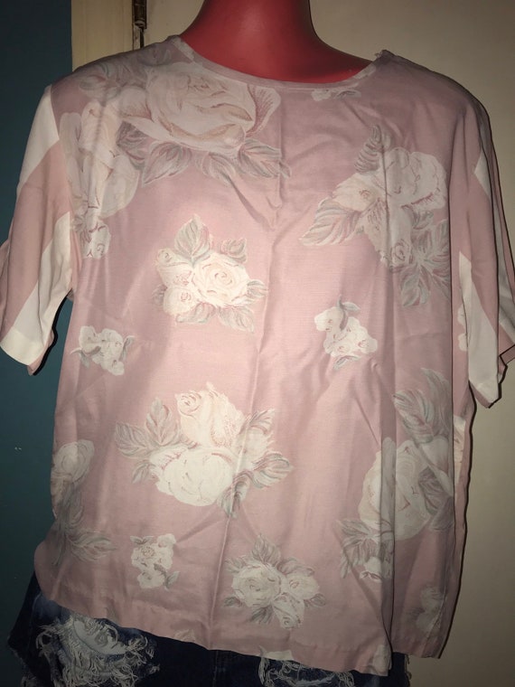 Vintage 80's Baby Pink Summer Shirt. Woman's Summ… - image 1