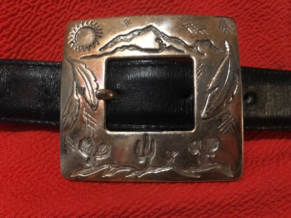 Vintage Leather Belt With Metal Buckle. Justin USA Made Cowgirl Leather Belt. Vintage Justin Belt