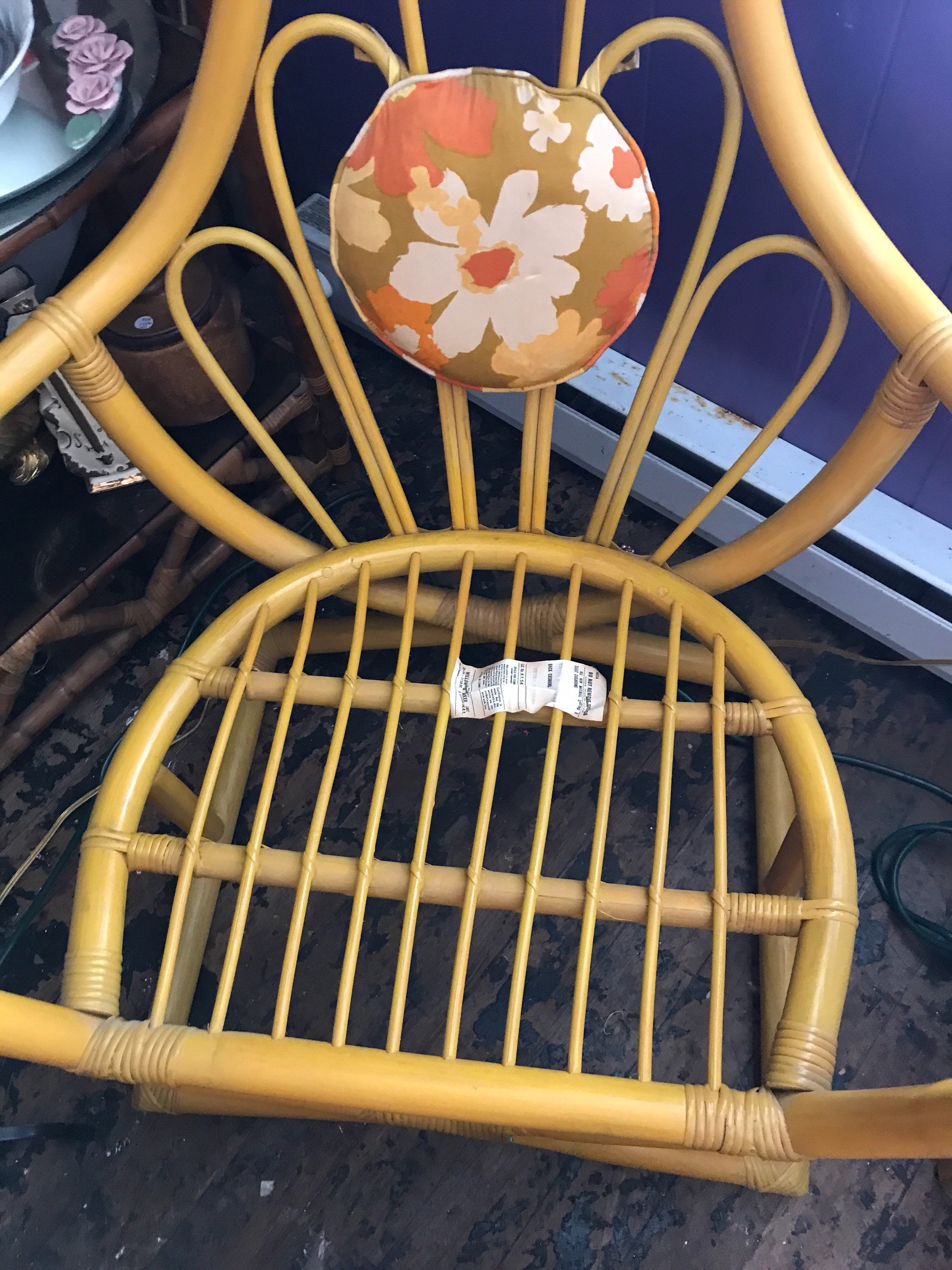 Reserved Vintage Yellow Patio Set. 1970's Wooden Yellow Chairs and
