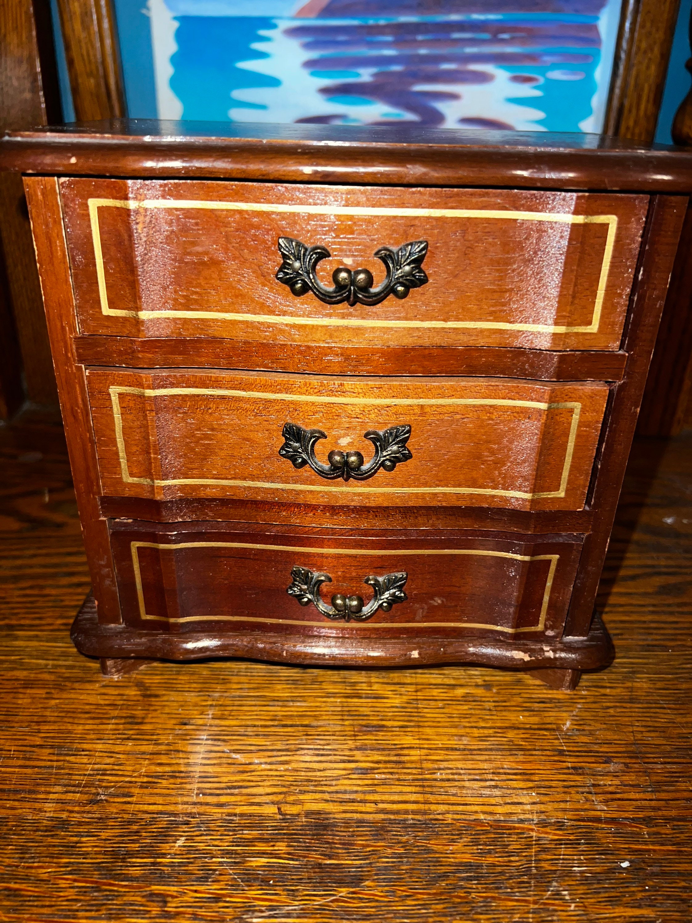 Small Jewelry Box with Drawers, Wood Jewelry Storage, Wooden