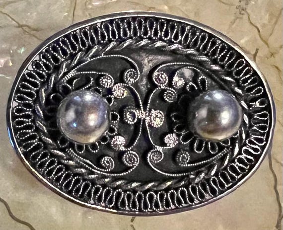 Vintage Sterling Silver Flower Brooch