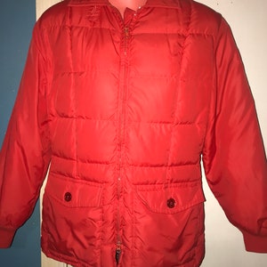 Vintage 80’s Eddie Bauer Goose Down Red Puffy Coat.