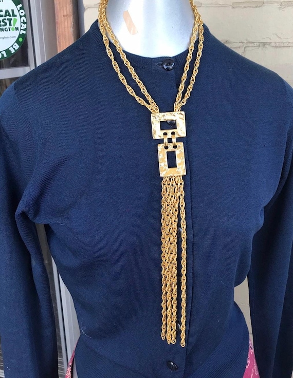 Vintage Ben-Amun Gold Necklace, Multi-Chain Statement Necklace