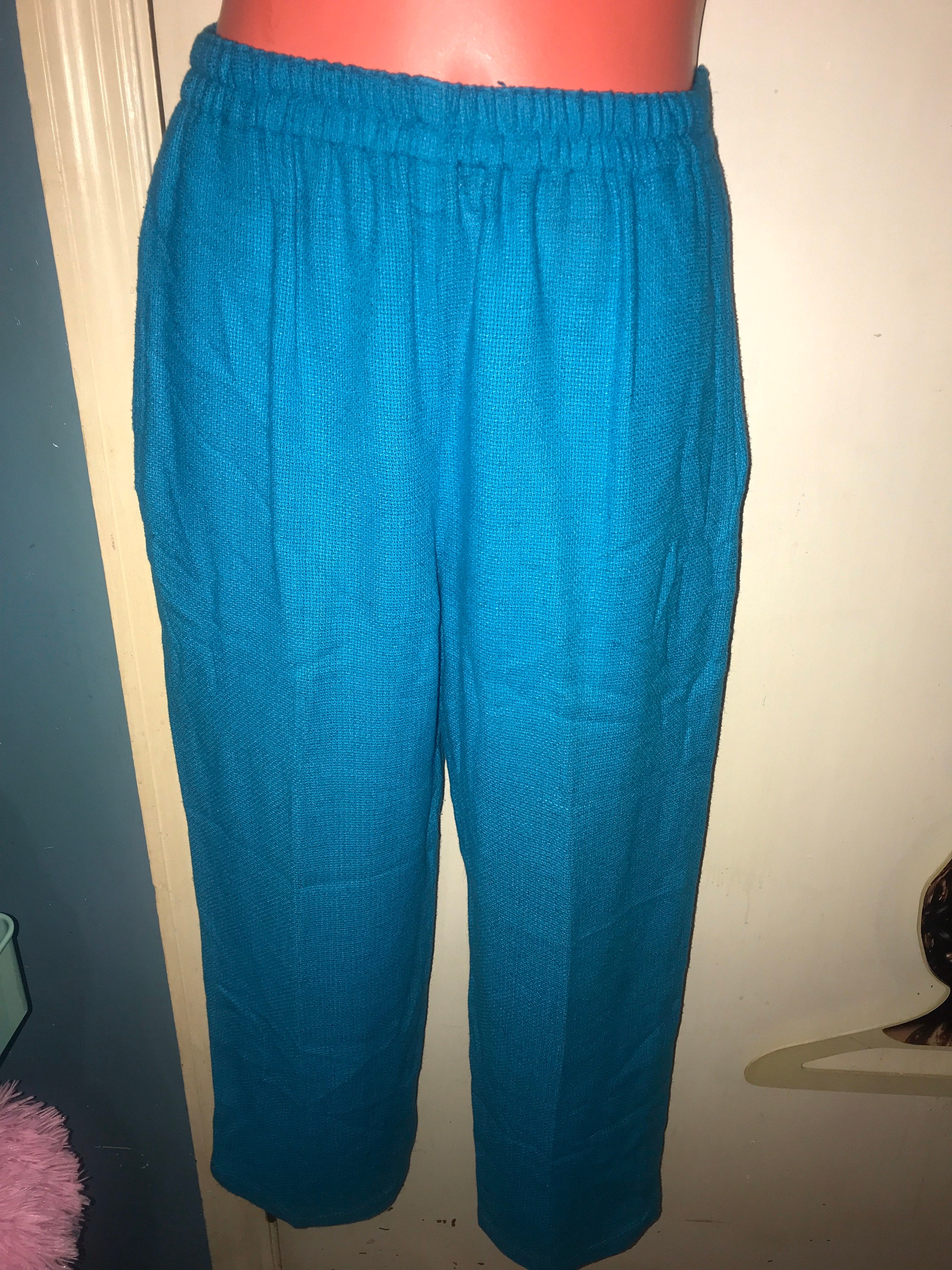 Vintage Turquoise Summer Pants. Womens Turquoise Pants. 1980's ...