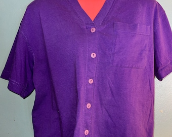 Vintage Women’s 80's Purple Shirt, Size Medium
