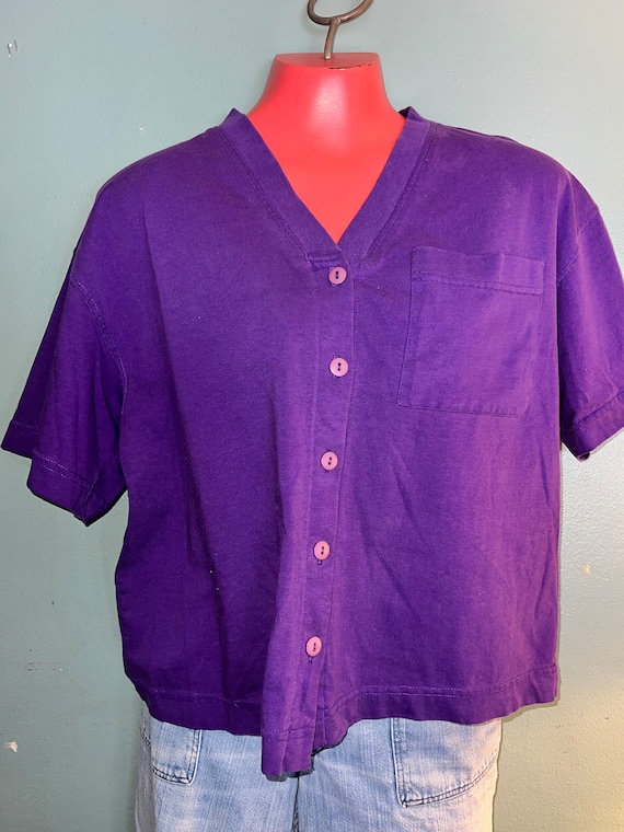 Vintage 80's Purple Shirt. Solid Purple Shirt. 80'