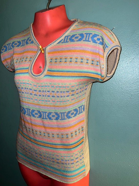 Vintage 1970’s Summer Sweater. Cute Thin Boho Sle… - image 6