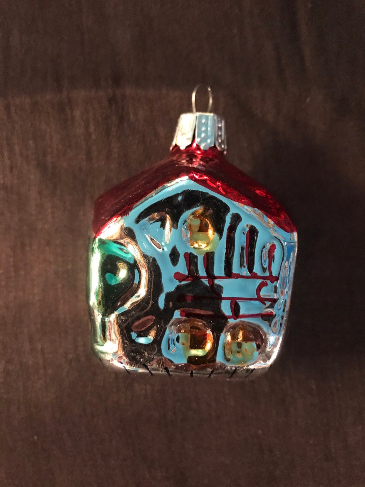 Vintage Glass Ornaments. Hand Decorated Glass Christmas Ornaments. Set