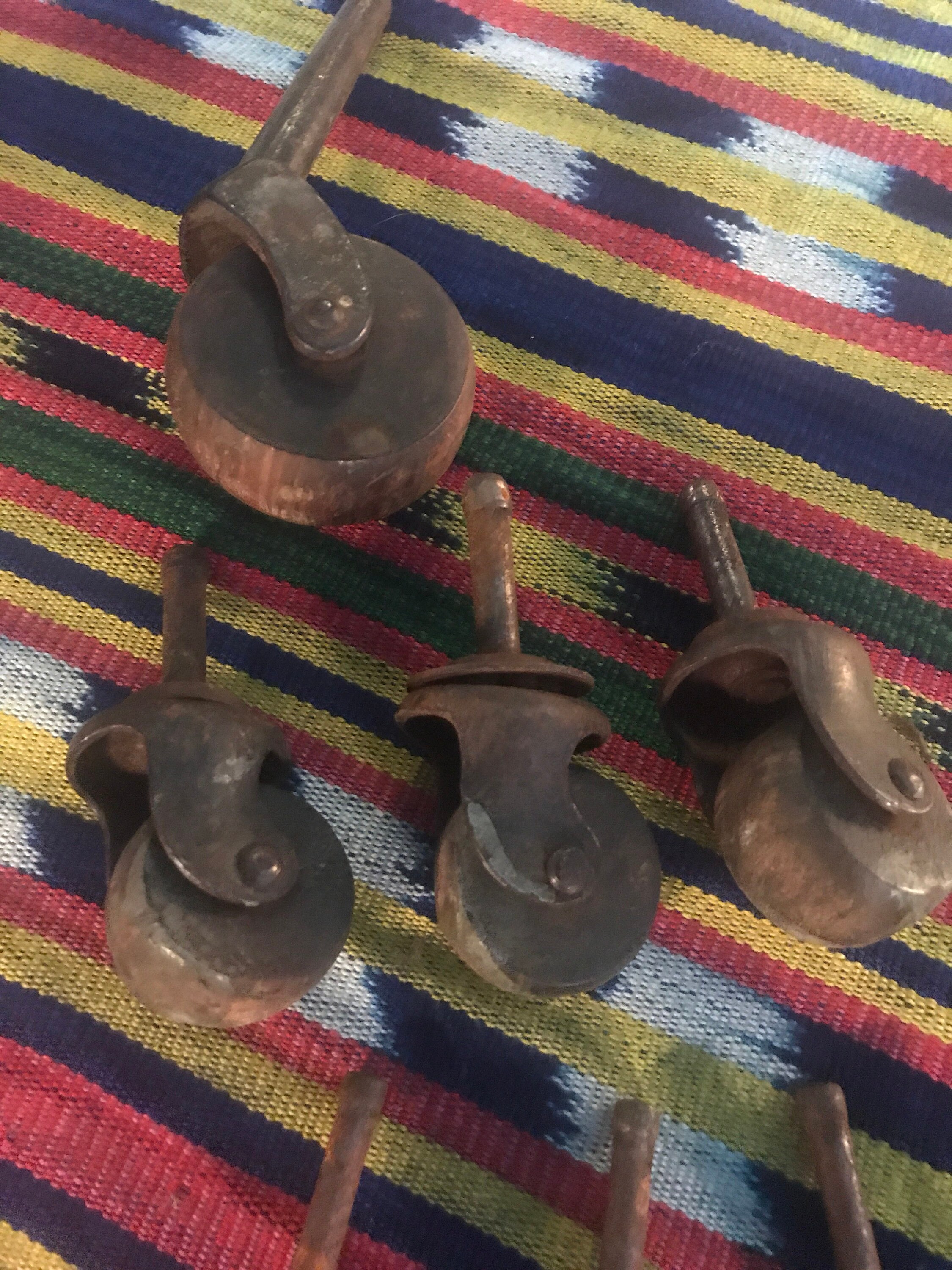 Vintage Lot of Wooden Caster Wheels. Wooden Caster Furniture Wheels