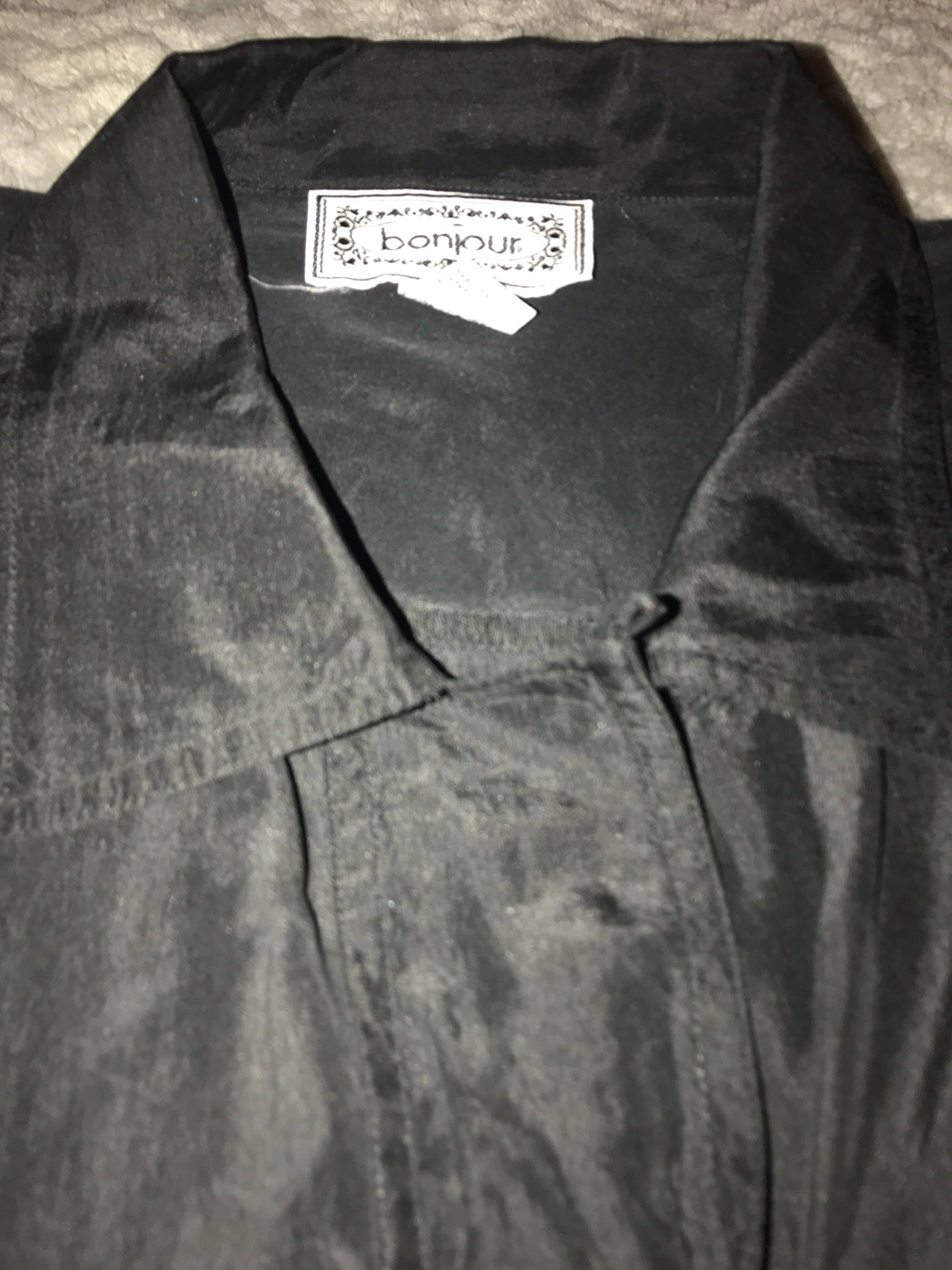 Vintage Silk Shirt. Black Silk Shirt. Bonjour 90's Silk Blouse. Silk ...