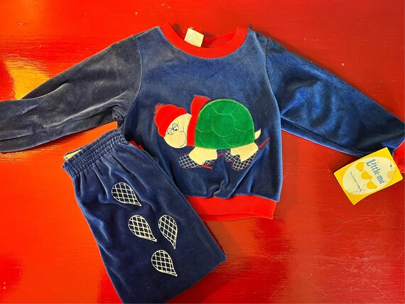 Vintage 80’s NWT Toddler Velour Outfit Adorable N… - image 3