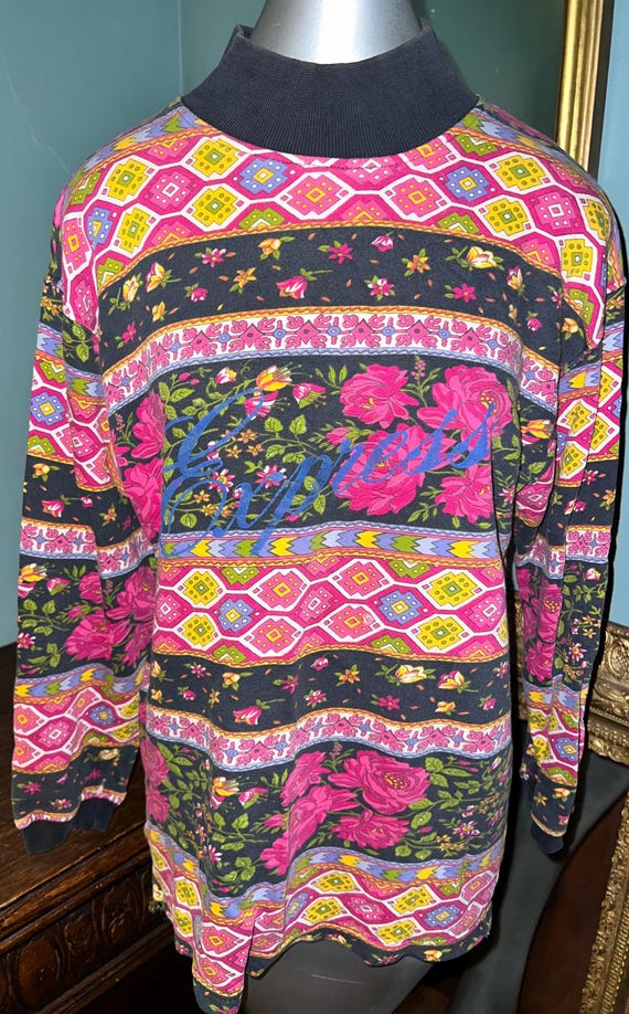 Vintage 90's Express Shirt, Multi-Colors/Patterns Express Shirt, Size Small