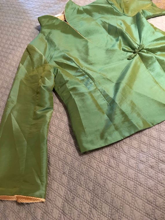 Vintage Green Asian Satin Jacket. Satin Jacket. As