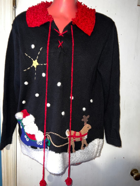 Ugly Christmas Sweater. Vintage Ugly Santa Claus … - image 1